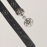 Maison Hotel Rodolfo Belt Black Belt Silver Buckle Western Style Belt 