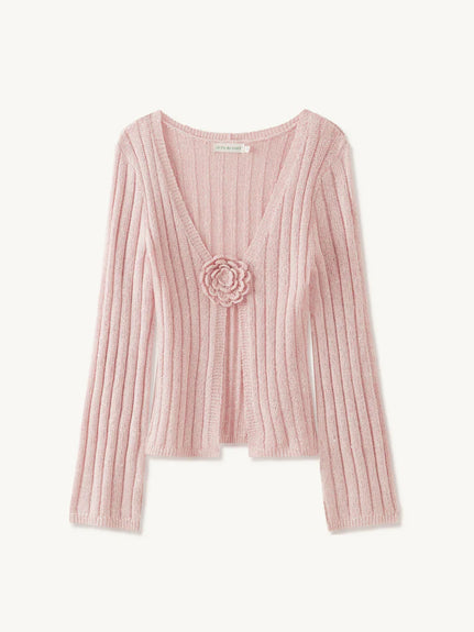 Rosie Cropped Cardigan - Bon Bon Pink Sequin - pink cardigan floral sequin - asta resort