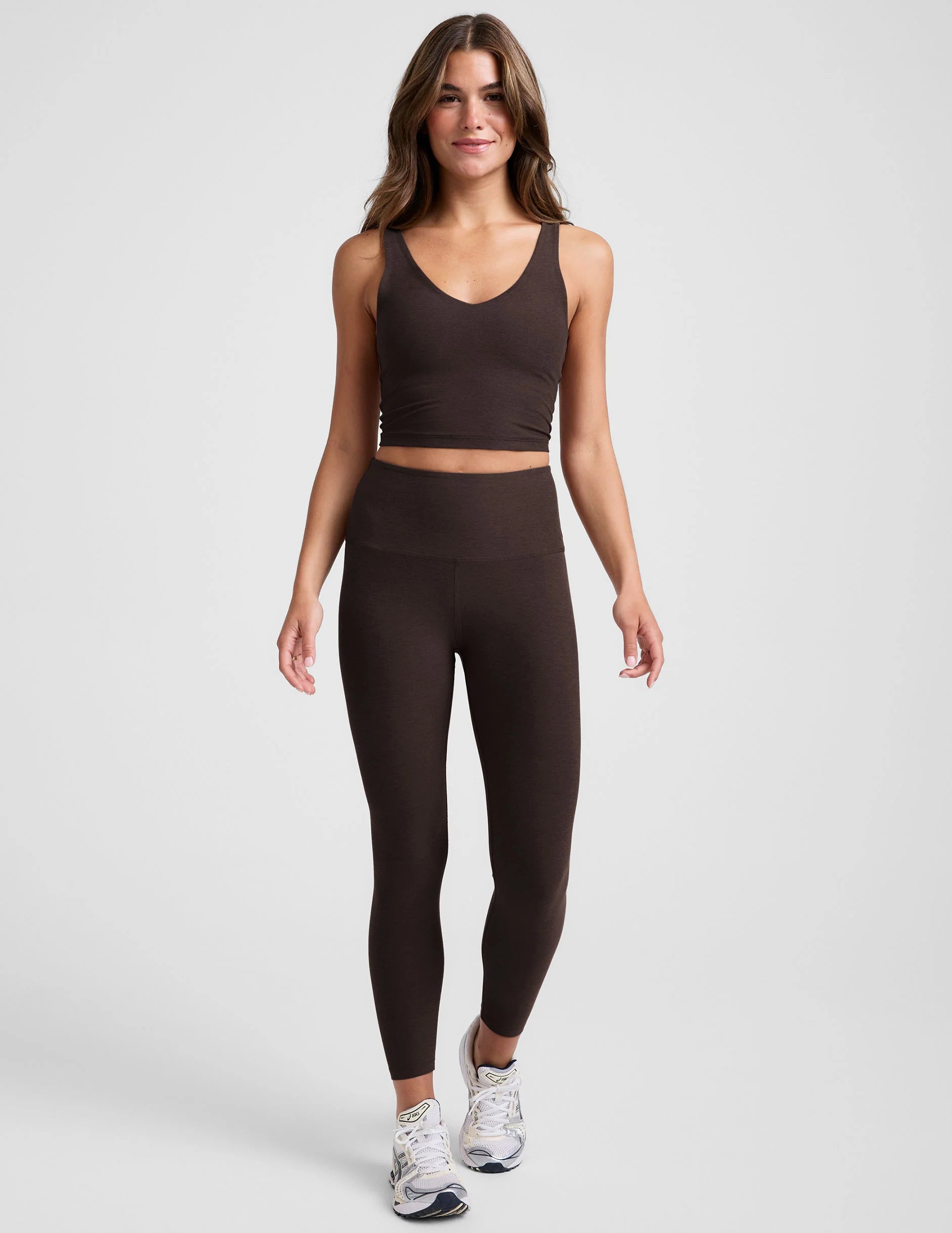 Spacedye Caught In The Midi High Waisted Legging | Dark Chocolate Heather
