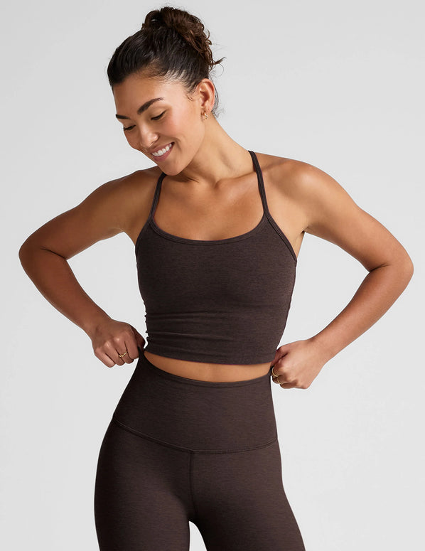 Spacedye Slim Racerback Cropped Tank | Dark Chocolate Heather