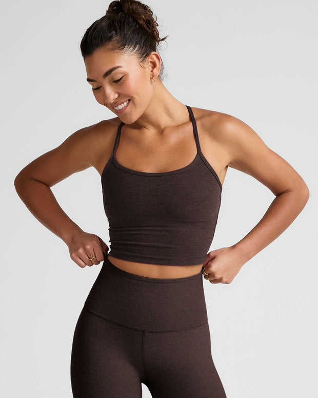 Spacedye Slim Racerback Cropped Tank | Dark Chocolate Heather