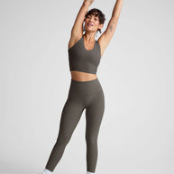 Spacedye Caught in the midi high waisted legging in true heather grey, grey workout leggings 