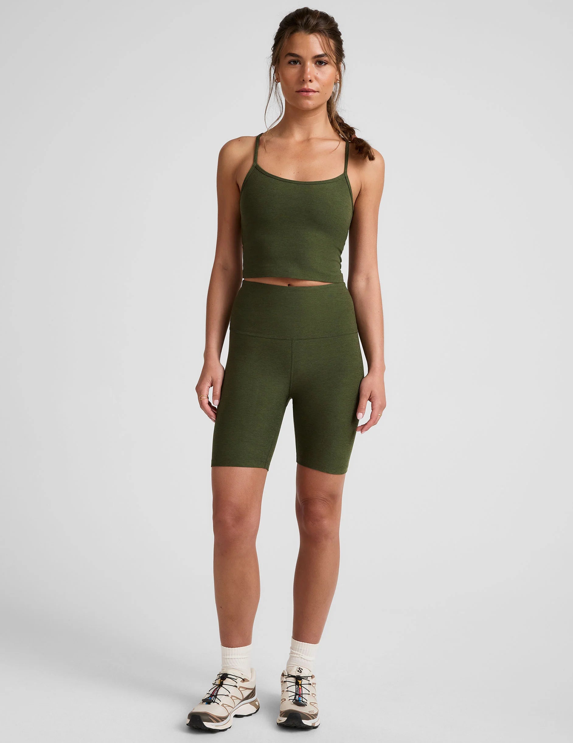 Spacedye Slim Racerback Cropped Tank | Army Green