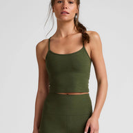 Spacedye Slim Racerback Cropped Tank | Army Green