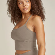 Beyond Yoga Birch Heather Cropped Racerback Tank, Cropped workout tank, spacedye Beyond Yoga 