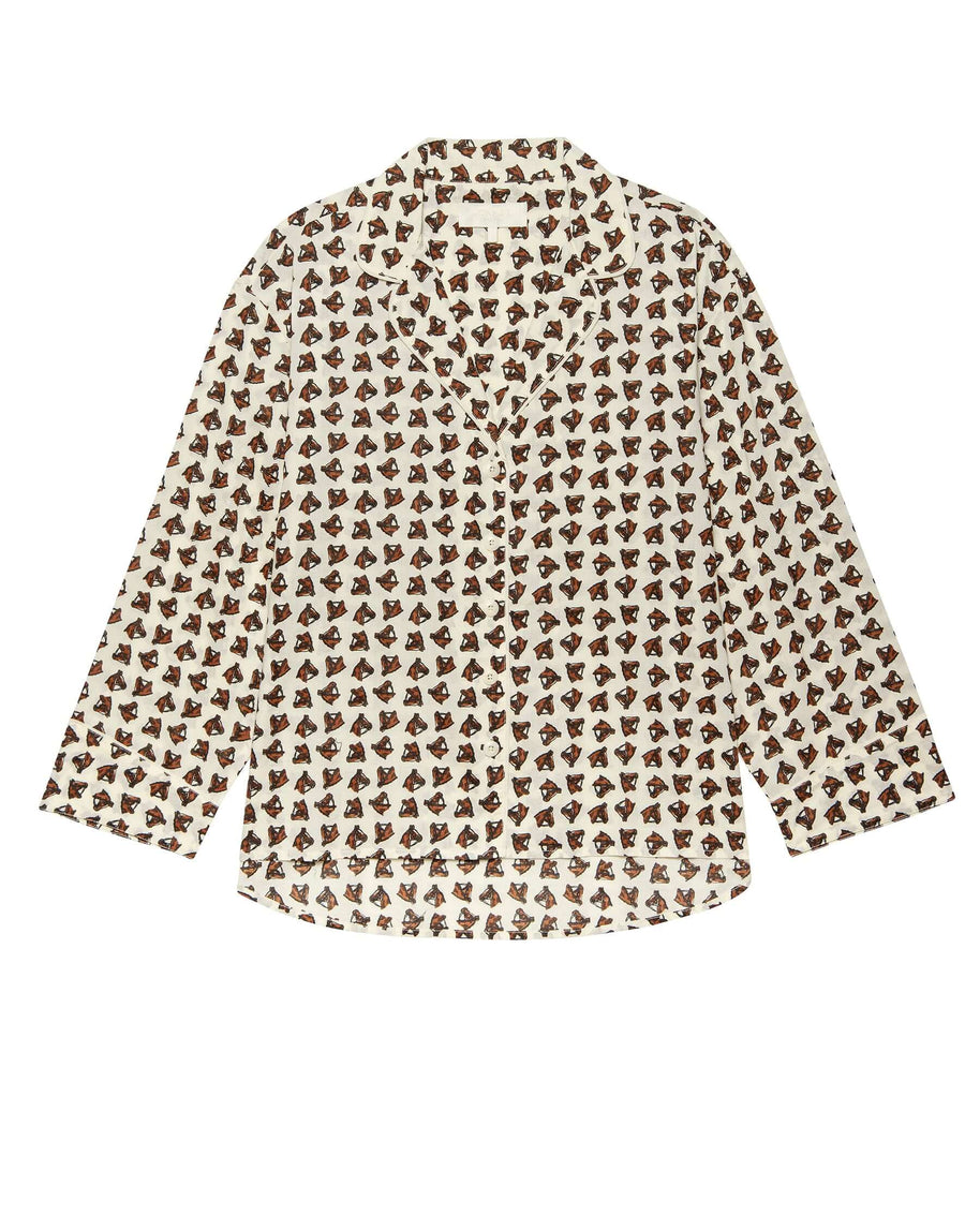 The Pajama Shirt | Cream Horse Medallion Print