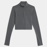 Splits59 Long Sleeve Zip Pullover in Grey, Cropped Longs Sleeve Work Out Shirt 