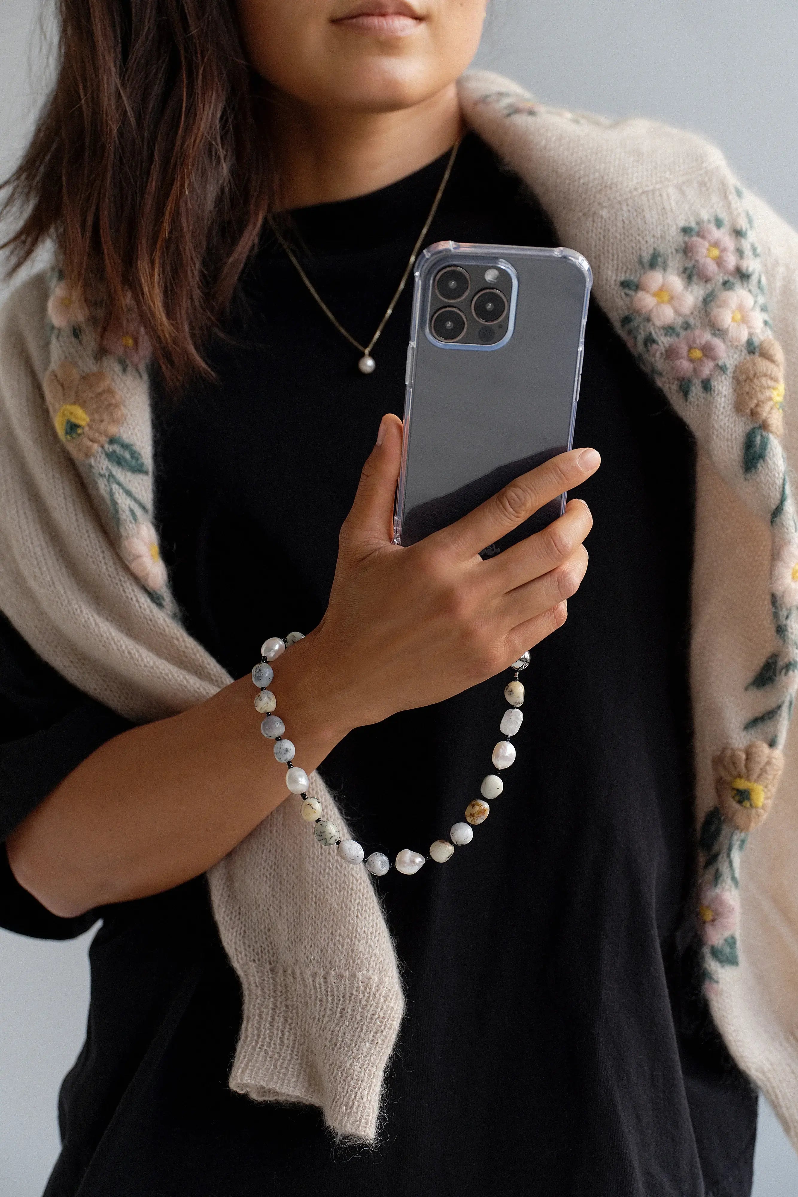 Ossa Stone and Pearl Wristlet, Ossa iPhone Wristlets 
