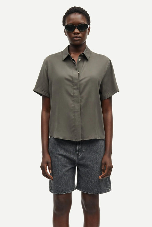 Samsoe Samsoe Mina Short Sleeve Shirt in Beluga