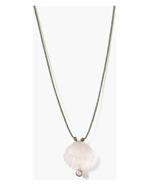Chan luu rose quartz diamond shell necklace - chan luu jewelry 