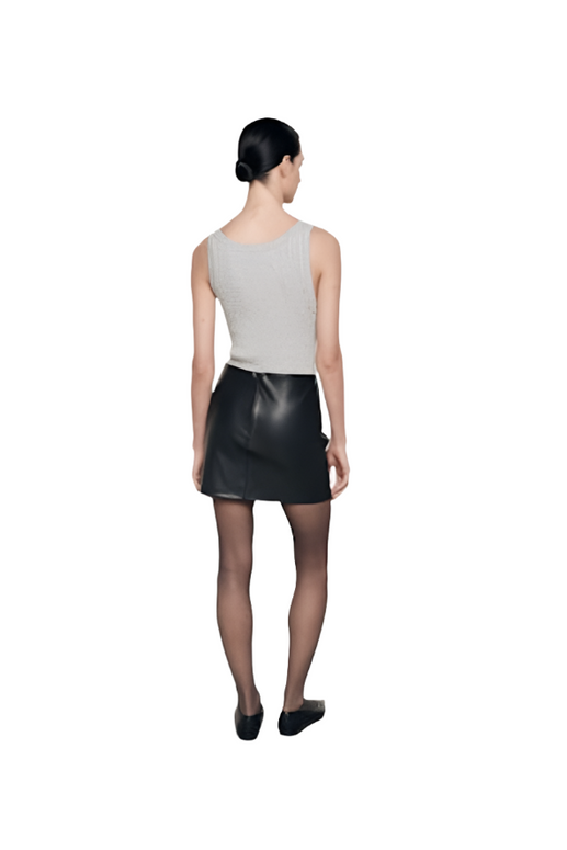 Vegan Soft Leather Mini Skirt - enza costa - hidden zipper vegan leather mini skirt - black vegan leather skirt