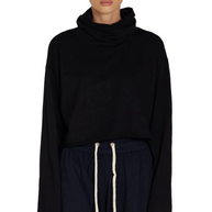 Les Tien coreena cropped cowl neck - cowl neck sweater - cowl neck sweatshirt - Les Tien jet black pullover