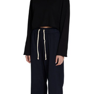 Les Tien coreena cropped cowl neck - cowl neck sweater - cowl neck sweatshirt - Les Tien jet black pullover  