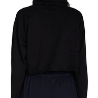 Les Tien coreena cropped cowl neck - cowl neck sweater - cowl neck sweatshirt - Les Tien jet black pullover  