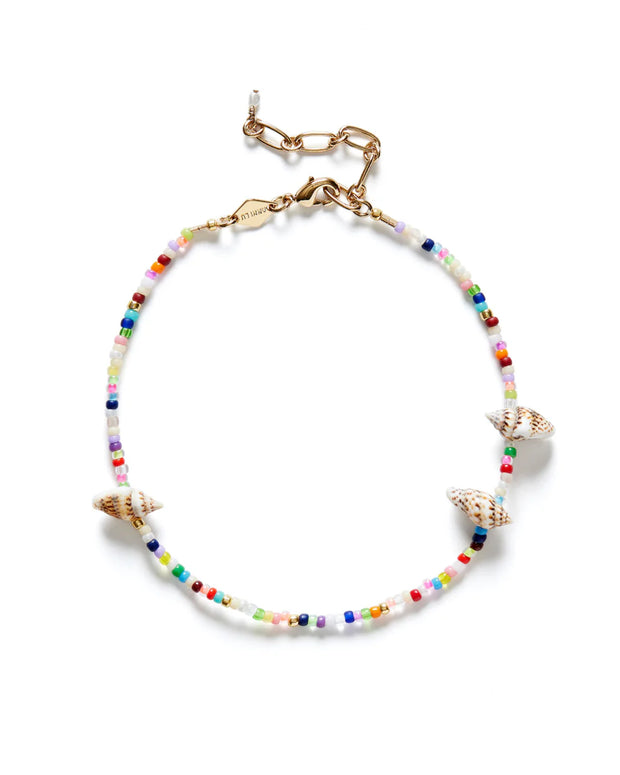 Fiesta Shell Anklet Anni Lu - mixed colored glass anklet with shells