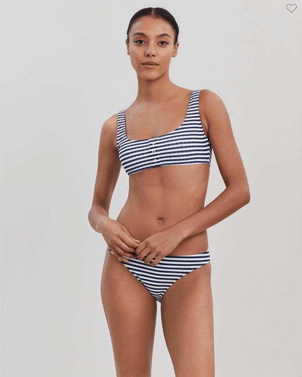 Solid and Striped Elle Ribbed Bikini in French Navy Striped - Striped Bikini 