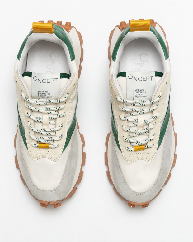 Oncept Osaka Sneaker Ivory and Green Womens Sneakers 