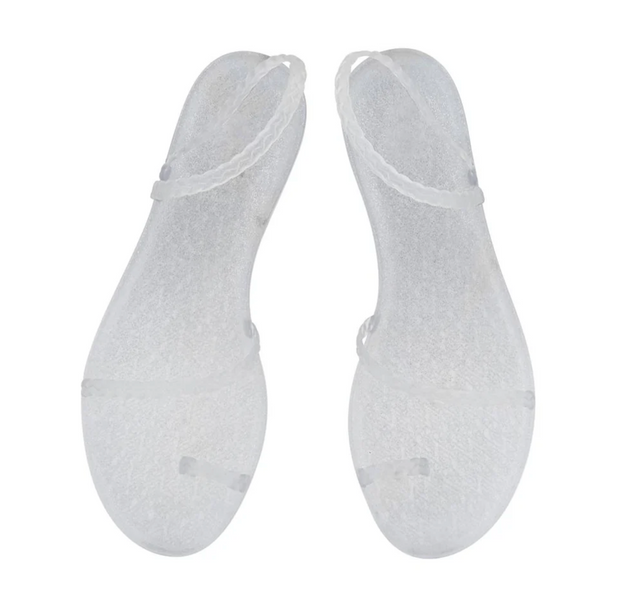 Eleftheria Jelly Sandal | Clear Silver Glitter