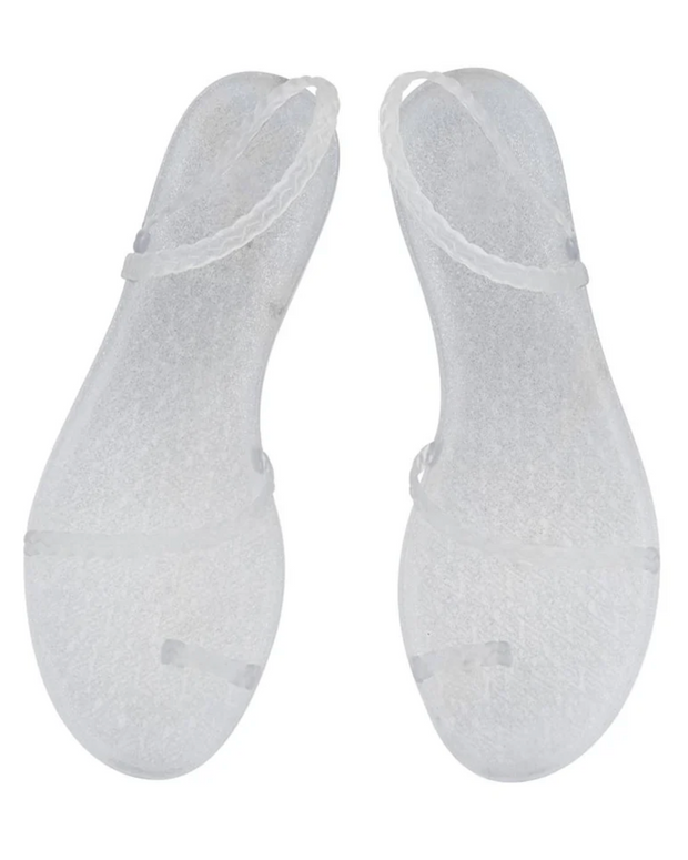 Eleftheria Jelly Sandal | Clear Silver Glitter