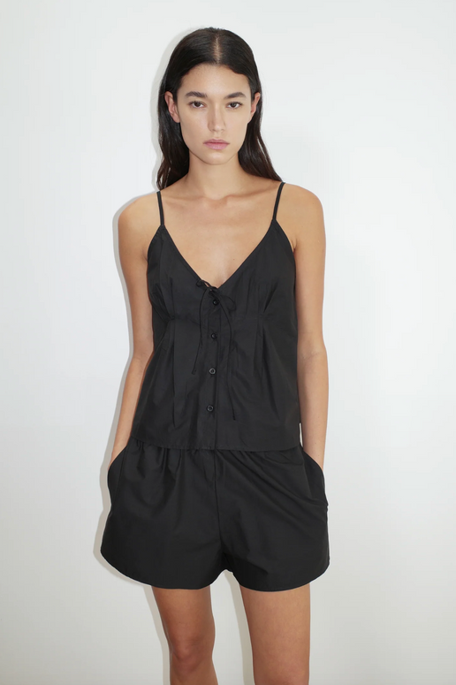 Deiji Studios Placket Short Set Black