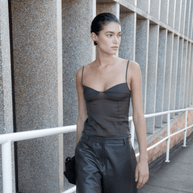 St. Agni Transparent Silk Cami in Black Olive 