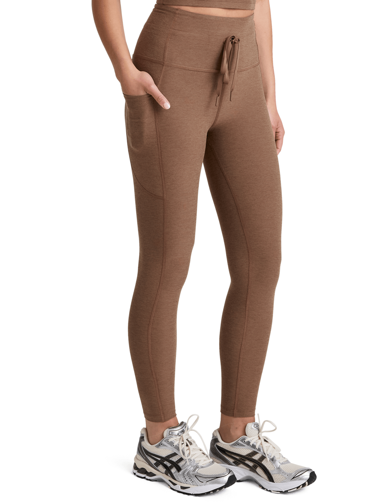 Beyond Yoga Spacedye Go Pocket Midi Wedding in True Chocolate Heather 