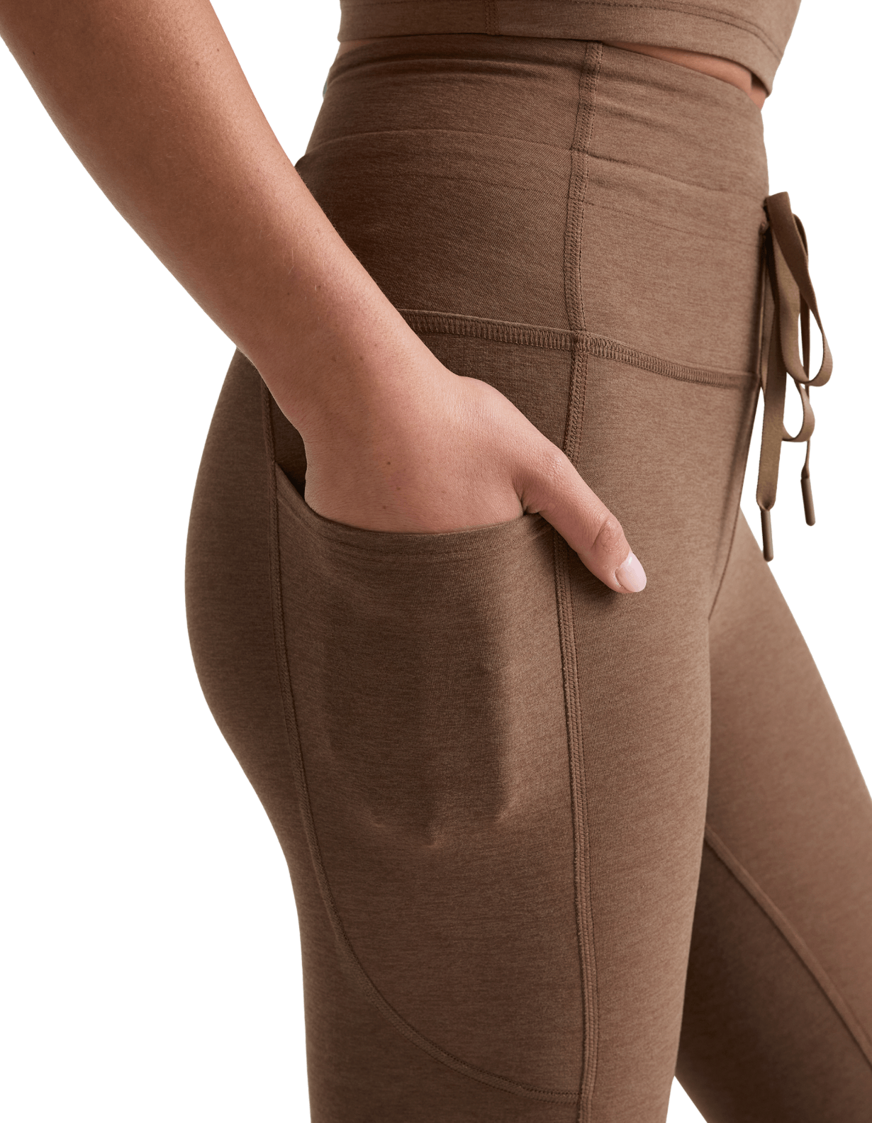 Beyond Yoga Spacedye Go Pocket Midi Wedding in True Chocolate Heather 