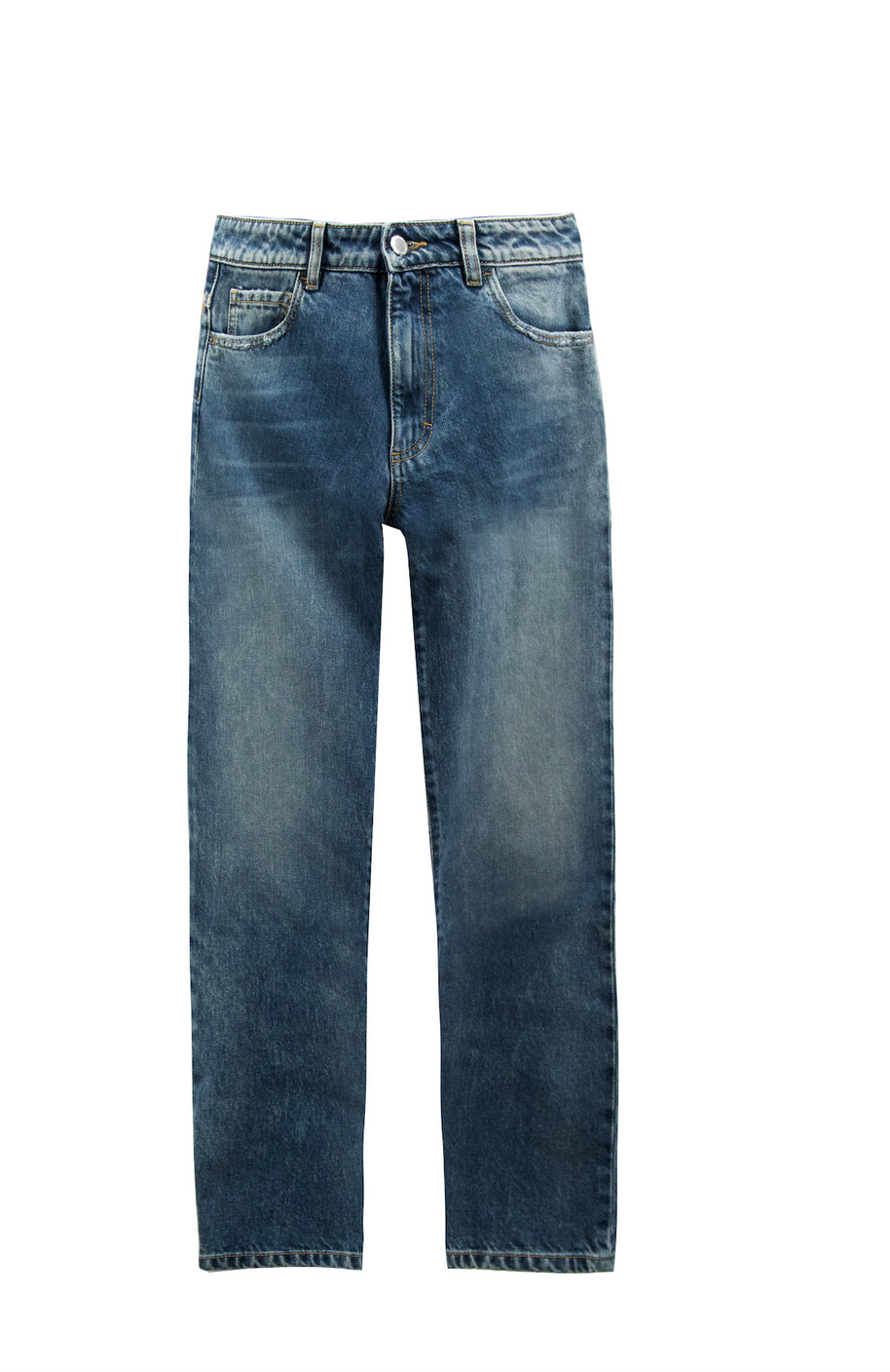 Icon Denim Jill Straight Jean in Aged Stone Cropped Length 