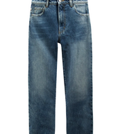 Icon Denim Jill Straight Jean in Aged Stone Cropped Length 