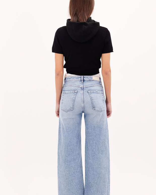 Icon Denim Angie Cropped Flare Jean in Sky Blue