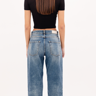 Icon Denim Jill Straight Jean in Aged Stone Cropped Length 