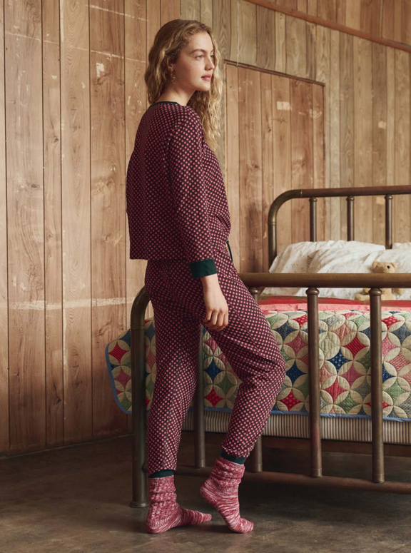 The Crop Sleep Henley | Daisy Tie Print