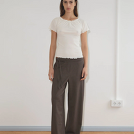 Double Belted Pant | Brown Stripe