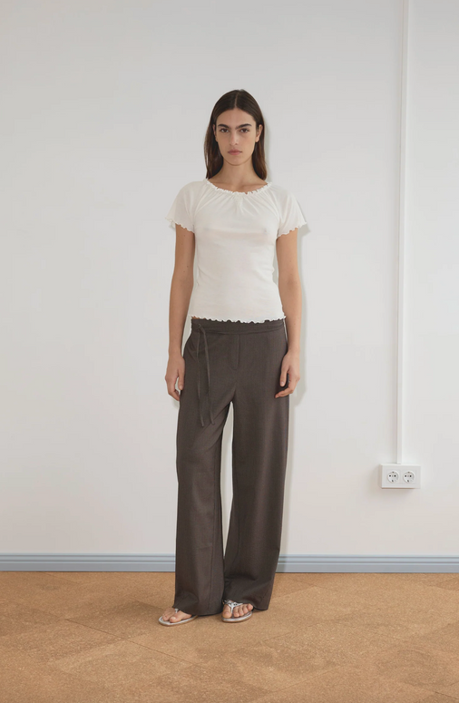 Double Belted Pant | Brown Stripe