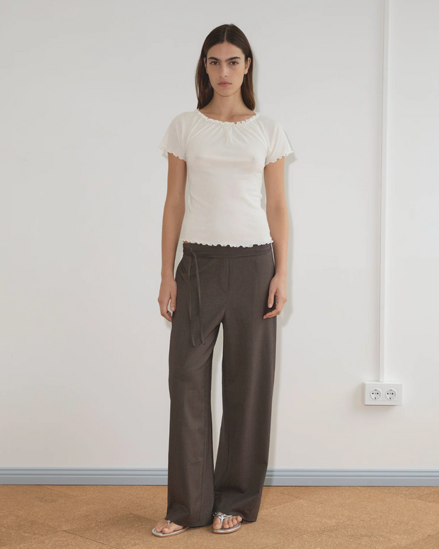 Double Belted Pant | Brown Stripe
