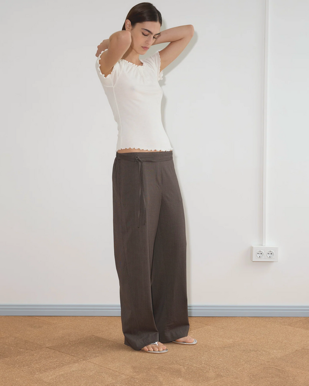 Double Belted Pant | Brown Stripe