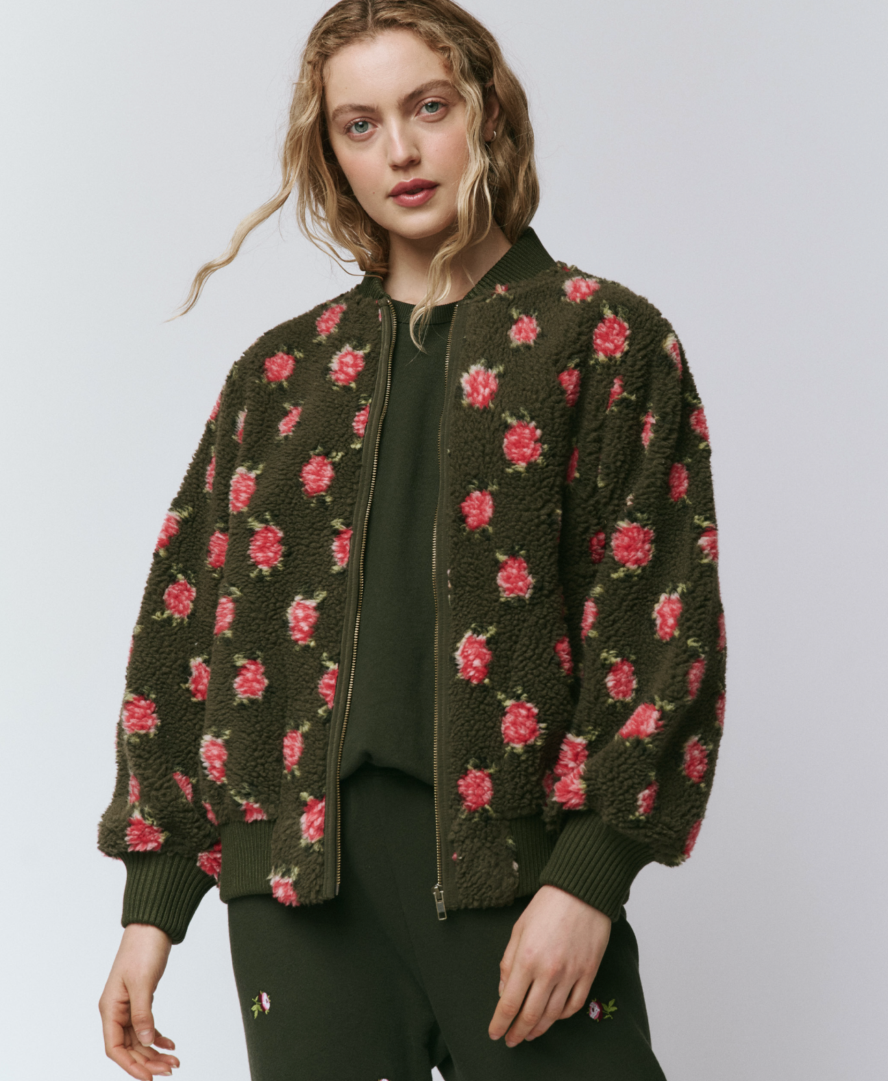 The Zip Front Plush Bomber Jacket