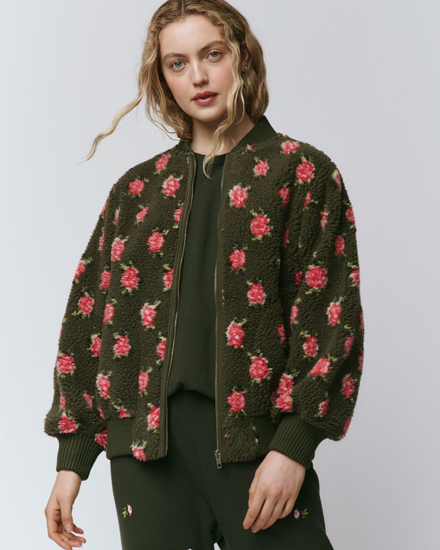 The Zip Front Plush Bomber Jacket