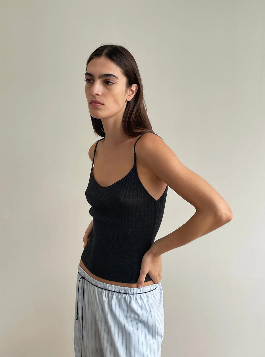 Ribbed Tank | Dark Charcoal