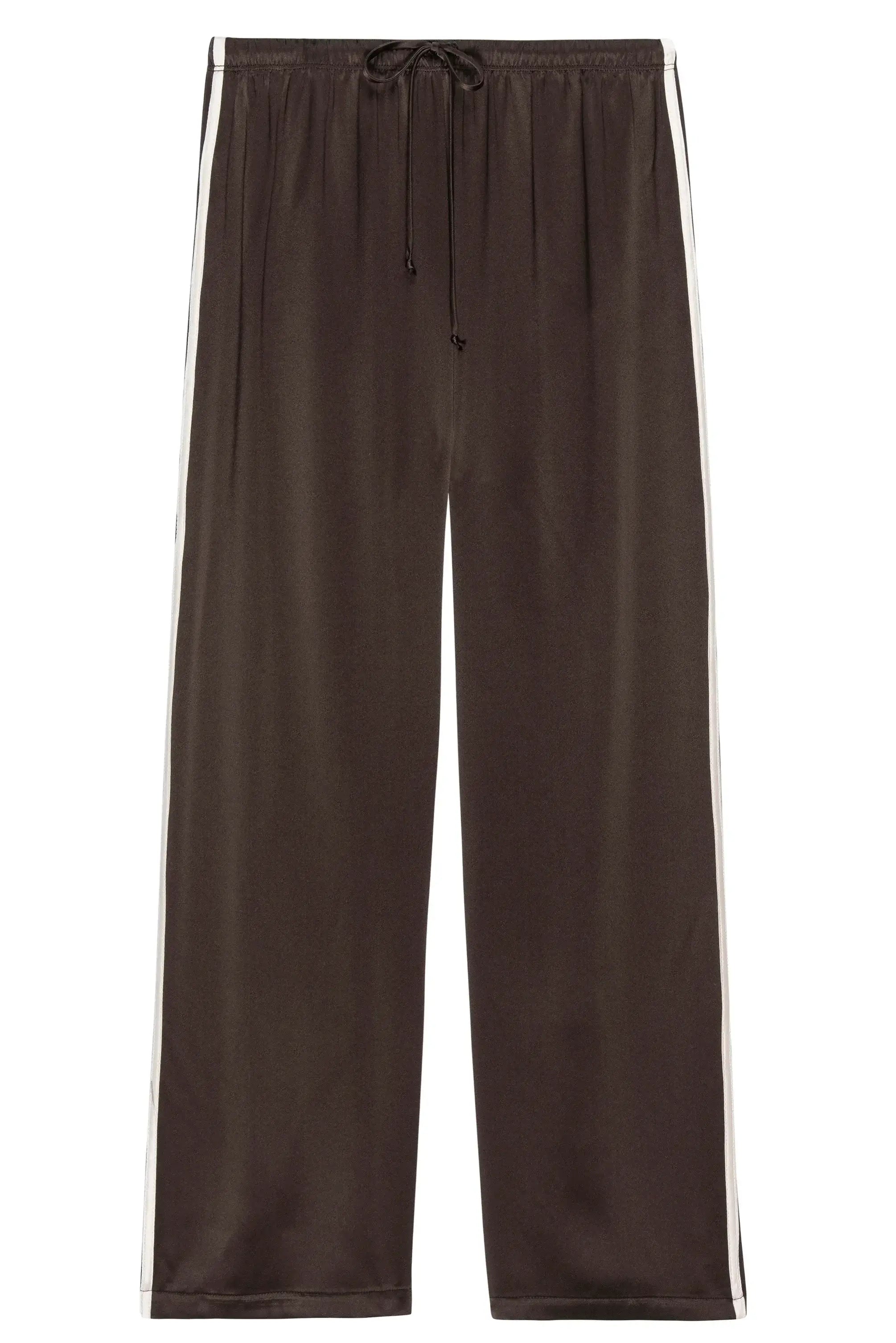The Silk Stripe Crop Pant | Espresso