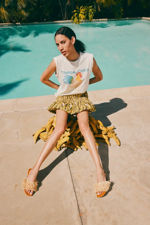 Sancho Poplin SIMONMILLER Skirt Yellow Bananas Bubble Skirt SIMON MILLER 