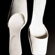 St. Agni White Square Toe Heels Tofu