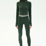 Splits59 Bailey High Waister Active Rib Legging in Heather Military Green 