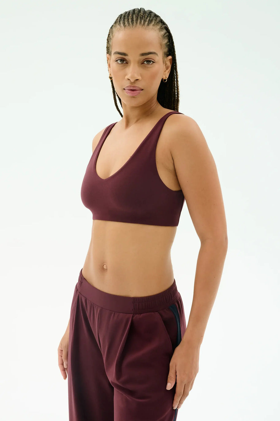 Splits59 Airweight Scoop Back Bra Sports Bra Workout Set Dark Cherry Red 