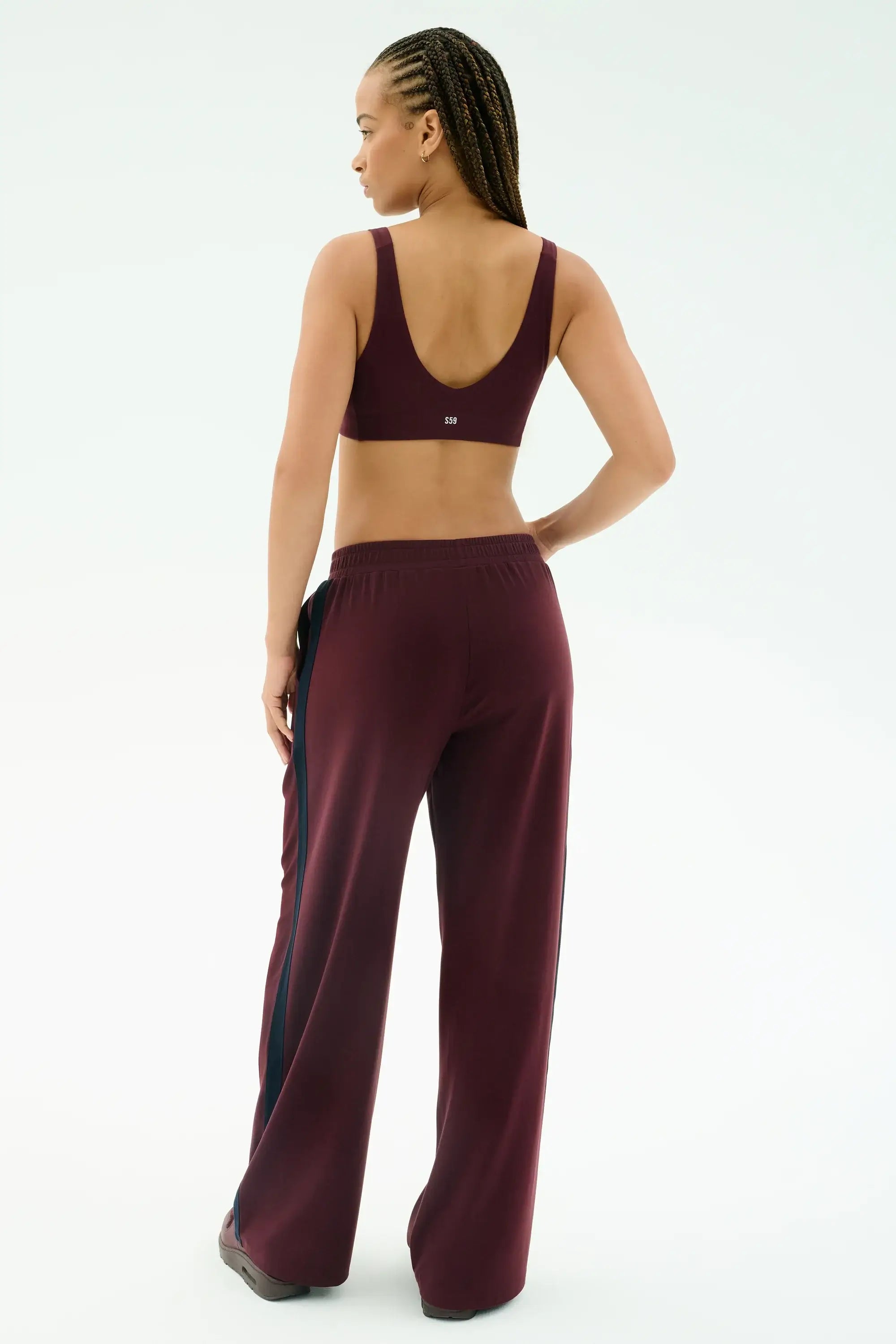 Splits59 Airweight Scoop Back Bra Sports Bra Workout Set Dark Cherry Red 