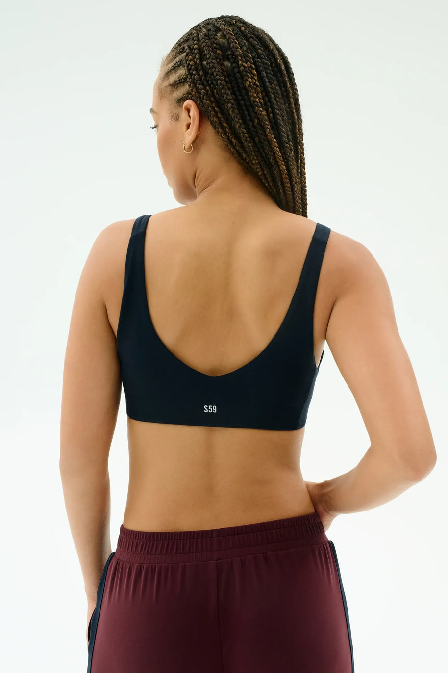 Splits59 Airweight Scoop Back Bra in Indigo Navy Workout Set