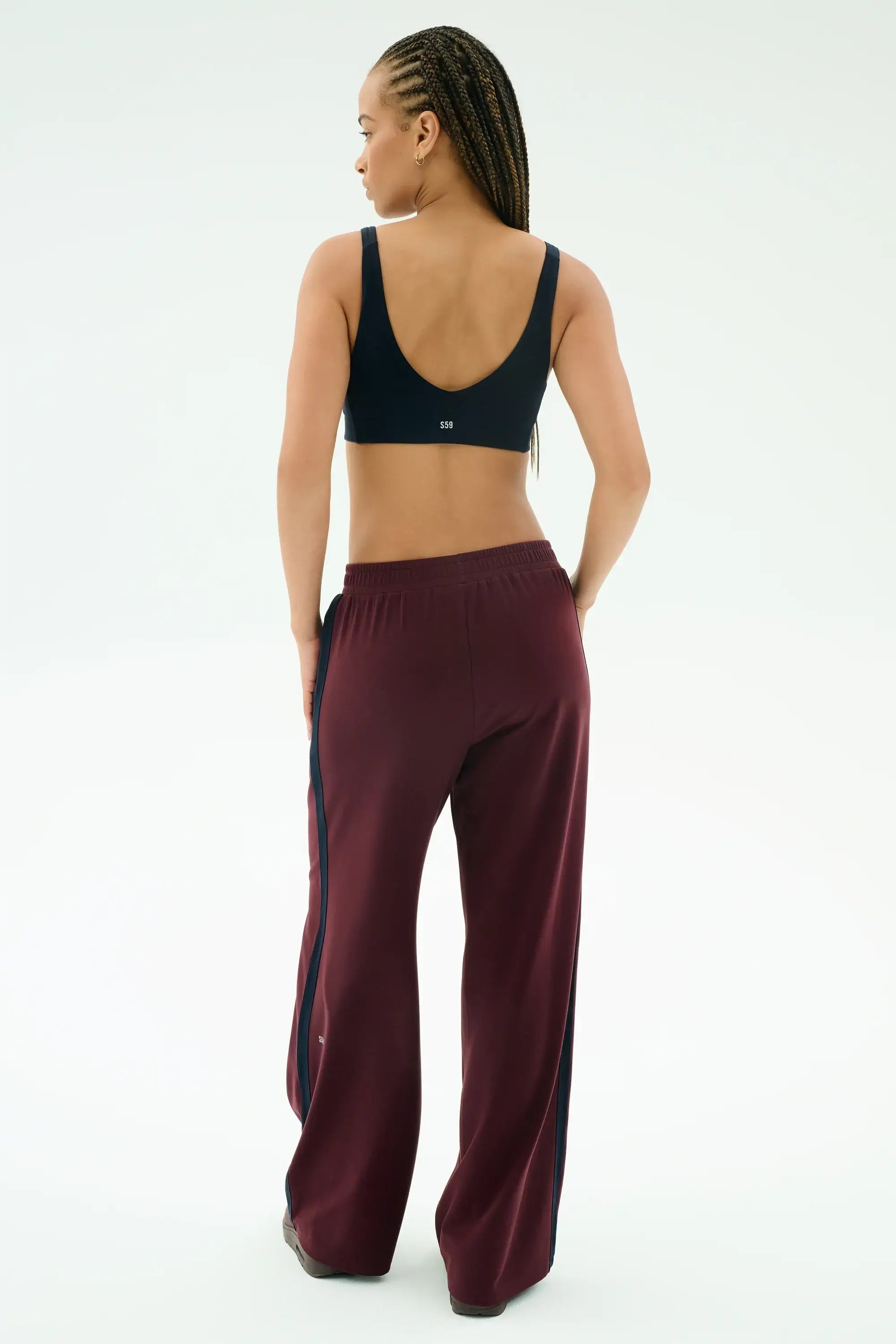 Splits59 Airweight Scoop Back Bra in Indigo Navy Workout Set
