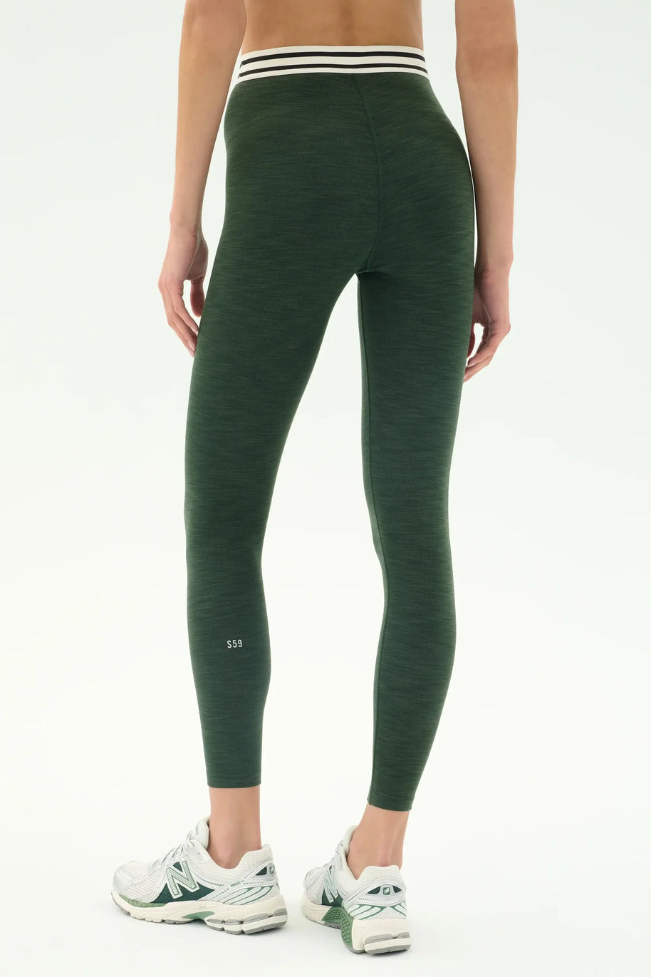 Splits59 Bailey High Waister Active Rib Legging in Heather Military Green 