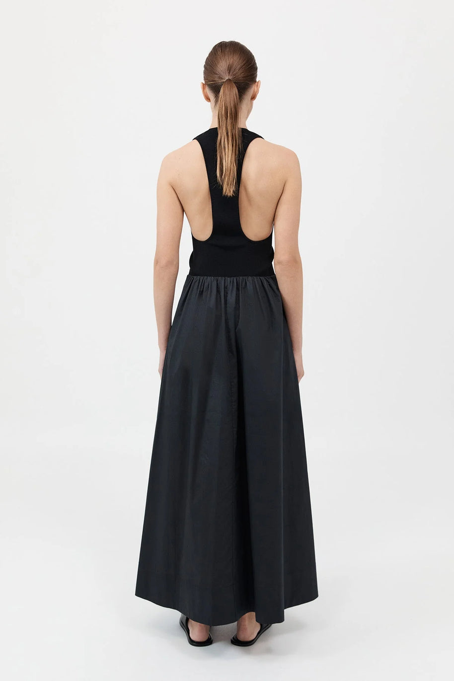 St. Agni Plunge Neck Dress Black