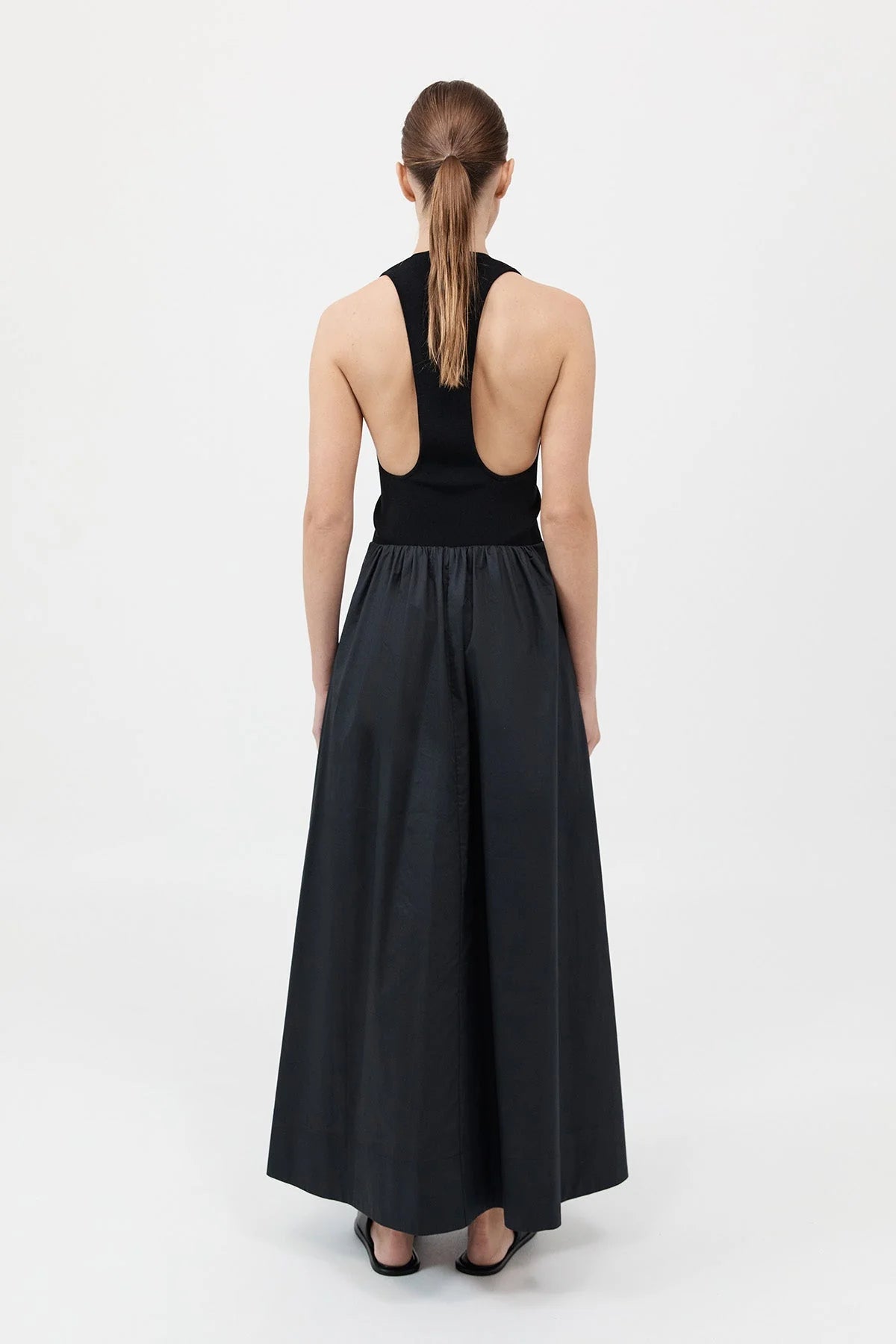 St. Agni Plunge Neck Dress Black